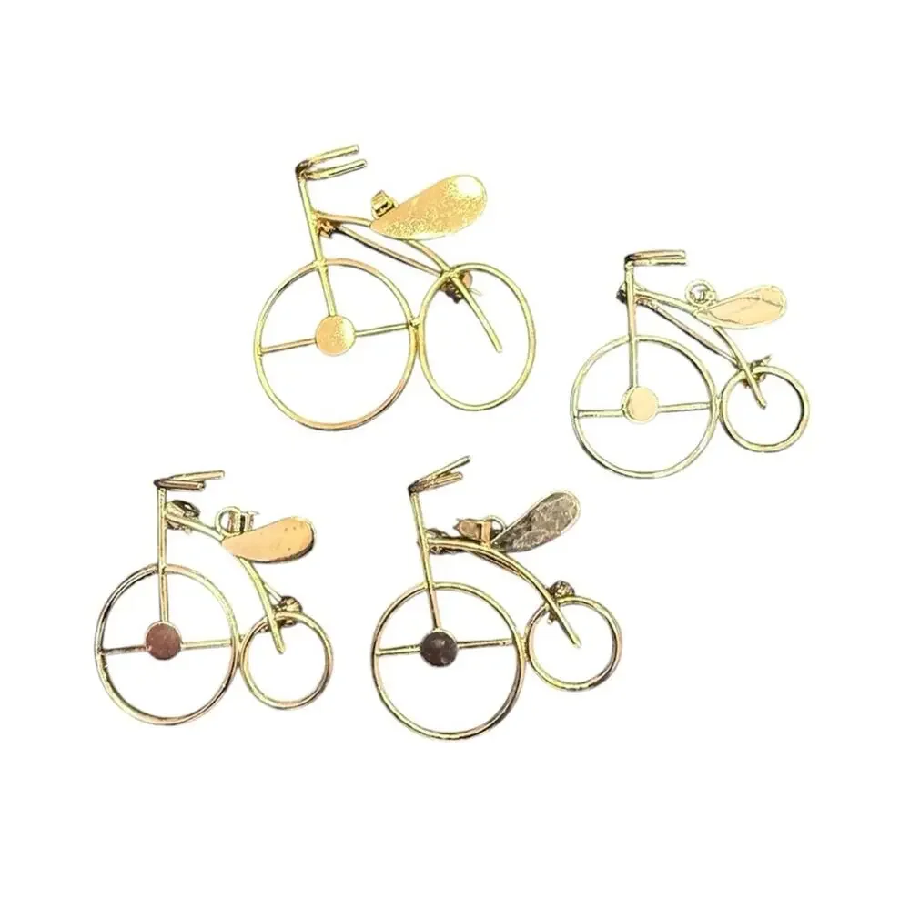Bundle of (4) Vintage Bicycle Brooch Pin Gold Tone Metal